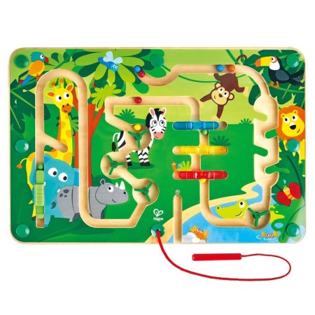 Jungle-labyrinth toy, with a ball, magnetic