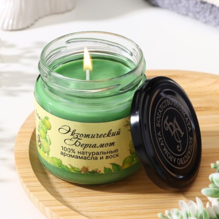 Natural eco candle "Exotic bergamot", green, 7x7.5 cm, 14 hours
