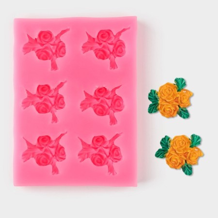 Mold "Bouquets", silicone, 11.5 × 8 × 1.5 cm, color mix