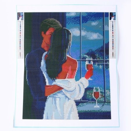 Diamond mosaic with a full filling on the canvas "In love pair", 40 x 50 cm-4
