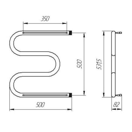 Water weaving water, M-shaped, 500x500 mm, with a shelf, d = 32 mm, external. thread 1 "-2