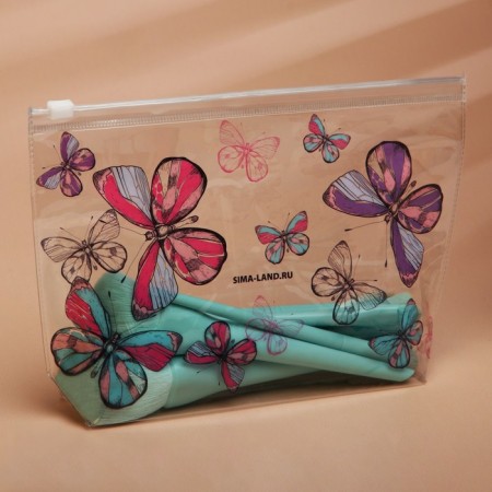 Cosmetic bag from transparent PVC 21 x2 x14 cm "butterflies"-1