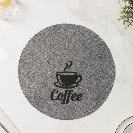 Набор салфеток сервировочных Доляна Coffee, 4 шт, d=37 см, цвет серый-3