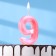 Candle in the Cake "Fine", number "9", pink metallic, 6.5 cm