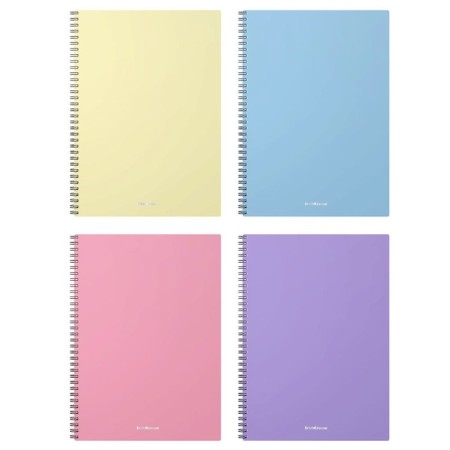 A4 notebook, 80 sheets in a cage on the crest Erichkrause Pastel, plastic cover, OFSET block, whiteness 100%, mix-10