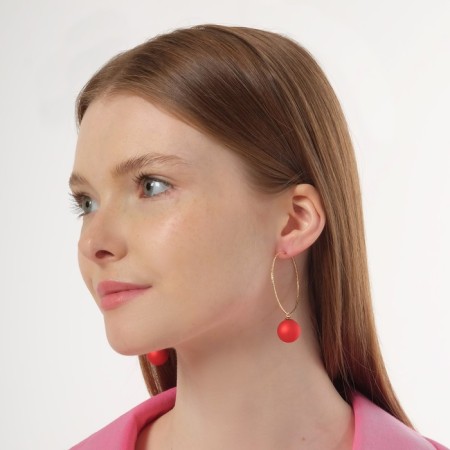 Earrings Assorted "Snowball" in the ring, the color is red in gold-4