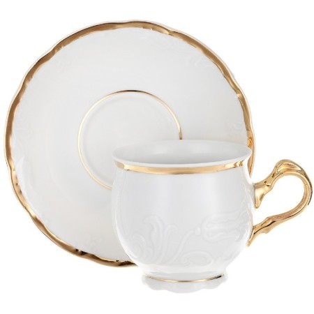 Cup 210 ml with a saucer of 145 mm Tulip, decor "Snowthrough tulip, golden holders"-1