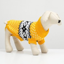 Sweater knitted with ornaments, size XS (DS 15, OG 24-30, Osh 18-24 cm), yellow