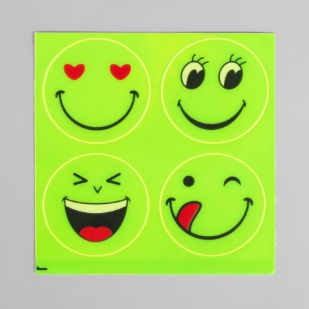 Reflective stickers "Smiley", d = 5 cm, 4 pcs on the sheet, yellow color-2