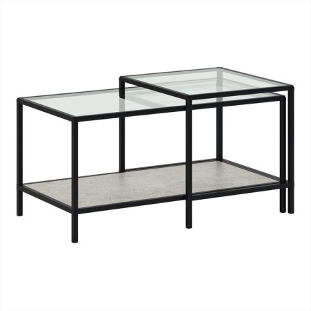 Table Journal Duet, 941 (488) x488 (544) x457 (500), black Muar/Metropolitan Gray/Glass-1