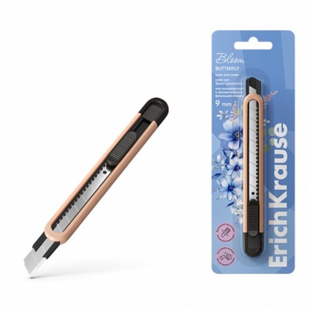 Chancellery Knock 9mm, Erichkrause "Butterfly Pastel Bloom", with automatic fixation of the blade, mix