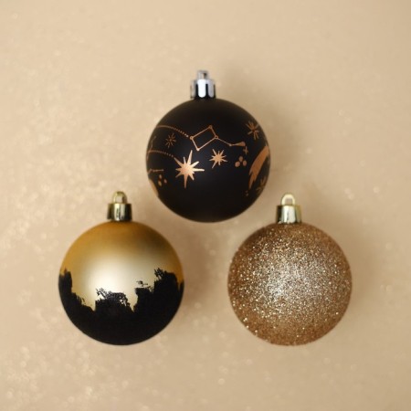 Christmas balls New Year's "Milky Way", for the New Year, plastic, d = 6, 3 pcs., Black gold-3