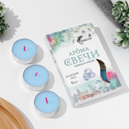 A set of tea candles flavored in the Blue Ice sleeve, 6 pieces