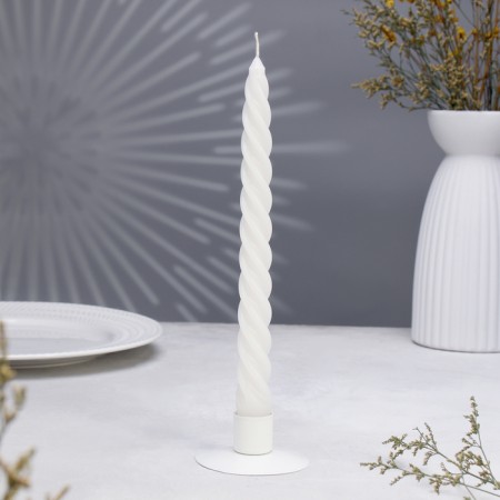 Candle twisted, 2.3x 24.5 cm, 12 pieces, white-2
