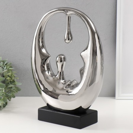 Souvenir Ceramics "Abstraction. Drops" silver 8.8x24x34.5 cm-2