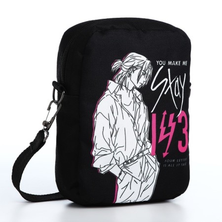 Youth bag with zipper, black color-3