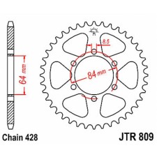 The rear star for a motorcycle JTR809.49, chain 428, 49 teeth