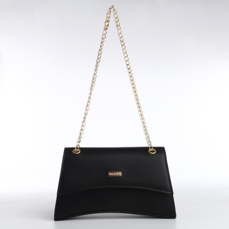 Women's bag made of artificial leather with a valve, 26x16x9 cm, black-3