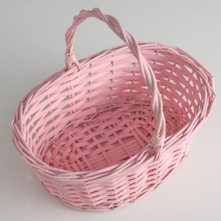 Wicker basket, willow, 30x21x12x25 cm, pink-1