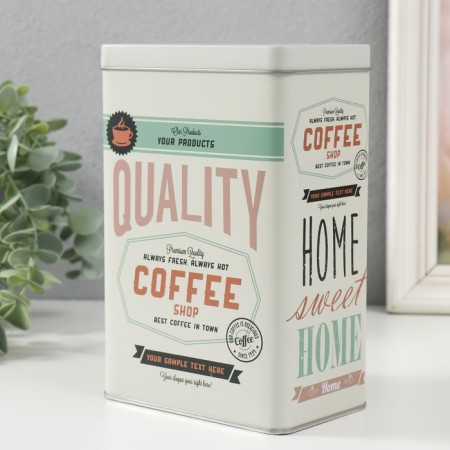 Rectangular Metal Casket "Best Coffee" 7.8x12.2x18.6 cm-2