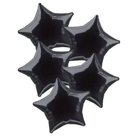 Foil ball 21 ", star, set of 5 pcs., Black color