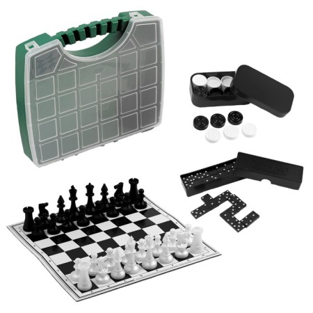Board game 3 in 1 "On the road": chess, dominoes, checkers (2 boards from cardboard 29x29 cm)-1