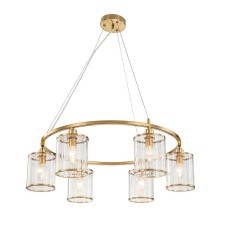 Светильник подвесной Indigo, 13022/6P Brass. 6х60Вт, E14, 710х710х235/840 мм, цвет прозрачный