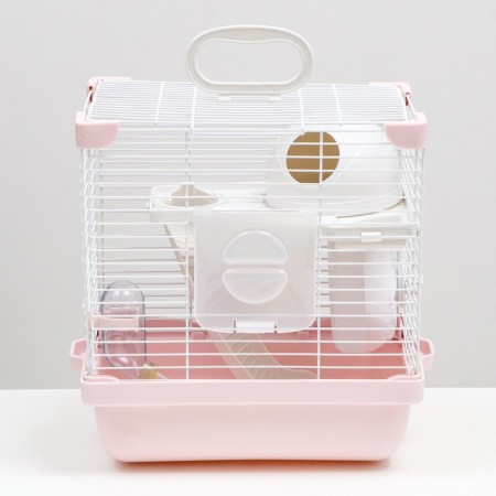 The cage for rodents is equipped, 27 x 19 x 28 cm, pink-1