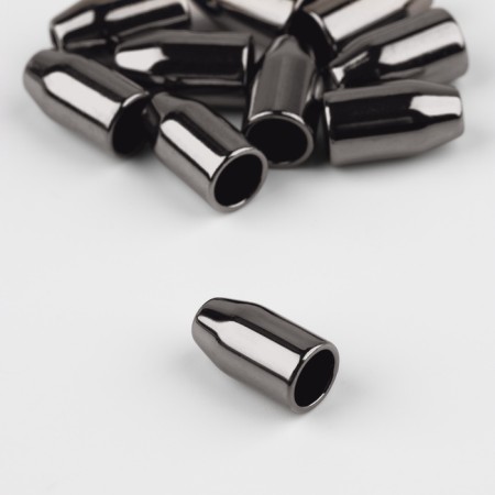 Tip for a cord, d = 3 mm, 14 × 7 mm, 10 pcs, black nickel color
