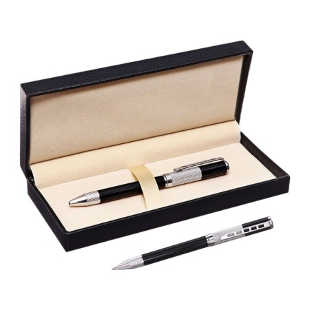 Handle Gift ball in the leatherette case rotary style Black/silver.