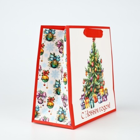Gift New Year's laminated square “Happy New Year”, Christmas tree 22 x 22 x 11 cm, new year-2