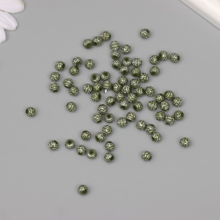 Beads for creativity plastic "Sig-zag" olive-silver set of 20 GP0.6x0.6x0.6 cm 1042857-1