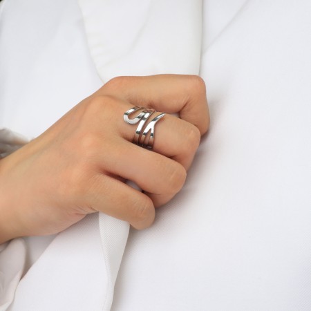 Ring Metal "Trend" is twisted, the color is silver, dimensionless-3