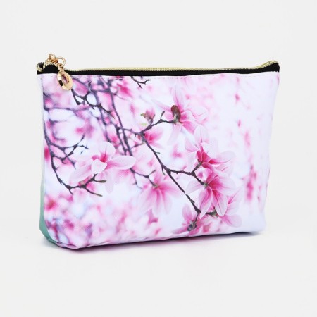 Cosmetic bag with lightning, white/pink color