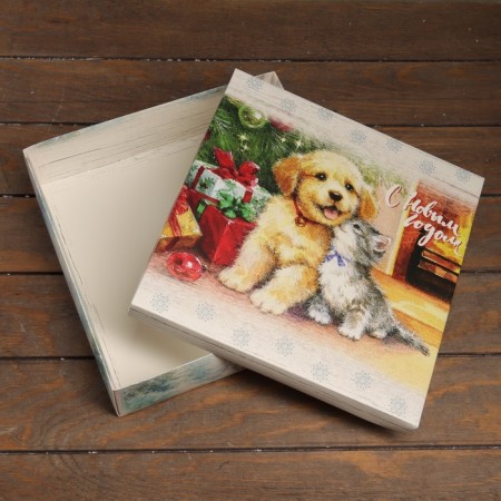 The box is folding, the cover is “Happy New Year” 30 x 30 x 8 cm-3