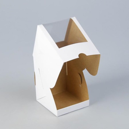 Packaging for one cupcake with a window, white, 12.5 x 9.5 x 9.5 cm, set 5 pcs.-2