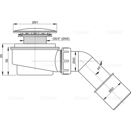 Siphon for the pallet ALCAPLAST A471CR-60, with a drain hole D = 50 mm, reduced, chrome-1