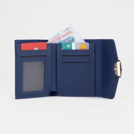 Women's wallet on the button, blue color-3