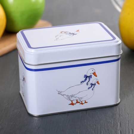 Bank for bulk products "geese", 400 ml, rectangular, white color