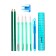Cleaning set 10 objects (pencil case is 65 x 210 mm, pens 4 pieces Blue, ruler 15 cm, sharpener, pencil 2 pieces, textbook), turquoise