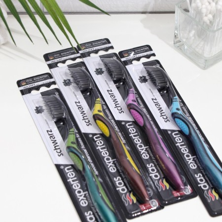 DAS Experten Schwartz dental brush whitening with coal, soft, mix-2