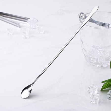 Spoon for stainless steel cocktails, length 31.5 cm, silver color-2