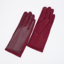 Gloves are female, dimensionless, without insulation, burgundy color