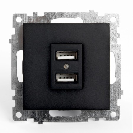 2-seater USB (mechanism), 250V, 2.1A, series of Catherine, GLS10-7115-05, black