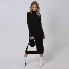 Костюм женский (джемпер/юбка), цвет чёрный, размер ONE SIZE (46-50)