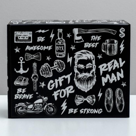 Gift double -sided folding, packaging, “brutal man”, 27 x 21 x 9 cm-4