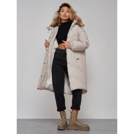 Coat insulated winter female, size 50, light-gray color-17