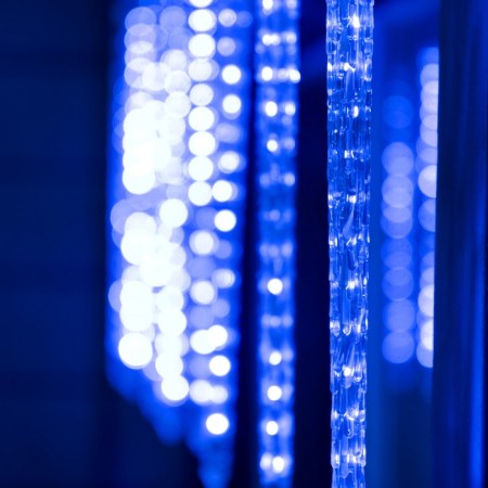 Garland "icicles rhyflated" 2.5 × 0.42 m, IP65, transparent thread, 288 LED, glow blue with a drain effect, 12 V-2