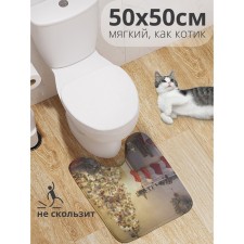 Коврик для туалета «Новогодняя атмосфера», противоскользящий, размер 50x50 см