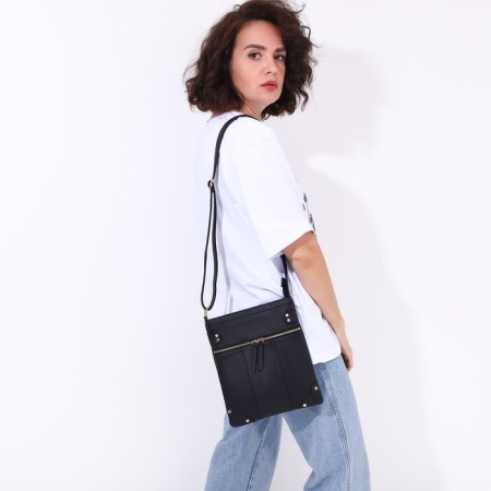 Bag Cross-Bodi with a zipper, black color-5